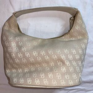 Dooney & Bourke Beige Logo-Print Hobo